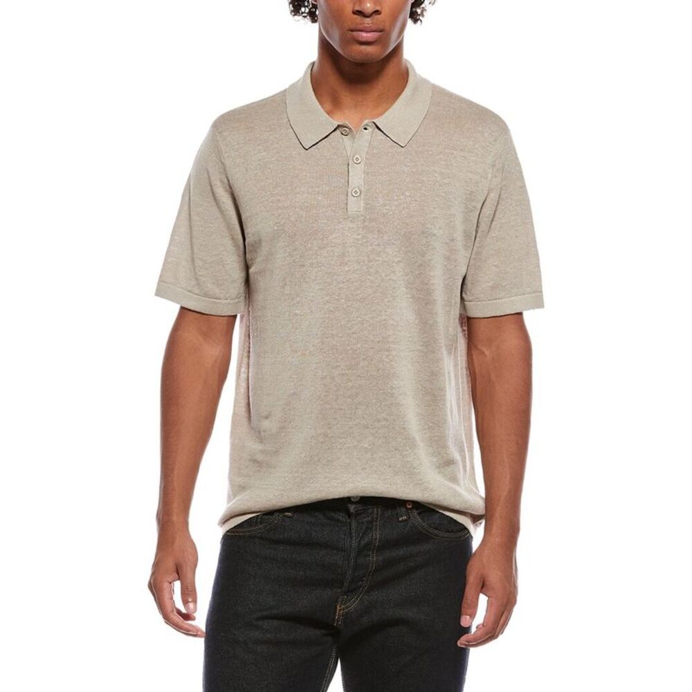 Onia Mens  Linen Polo Sweater, Green